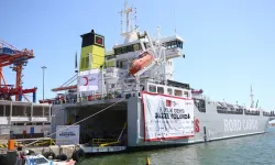 Gazze'ye insani yardım ulaştıracak 9. gemi Mersin'den uğurlandı