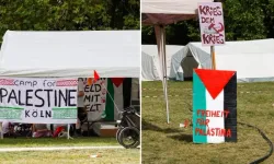 Köln'de İsrail'e silah ihracatı yapan firmalar protesto edildi