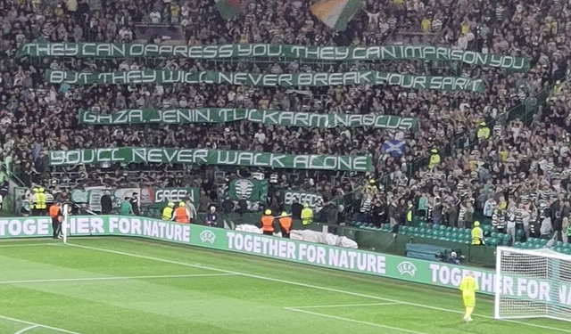 Celtic taraftarları, UEFA Şampiyonlar Ligi maçında Filistin'e destek verdi