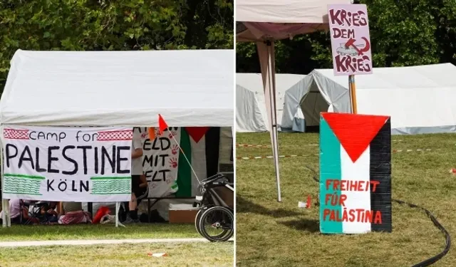 Köln'de İsrail'e silah ihracatı yapan firmalar protesto edildi