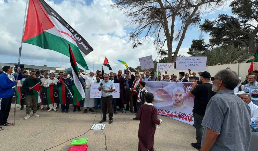 Libyalılar Gazze'de soykırım yapan İsrail'i destekleyen Avrupa ülkelerini protesto etti